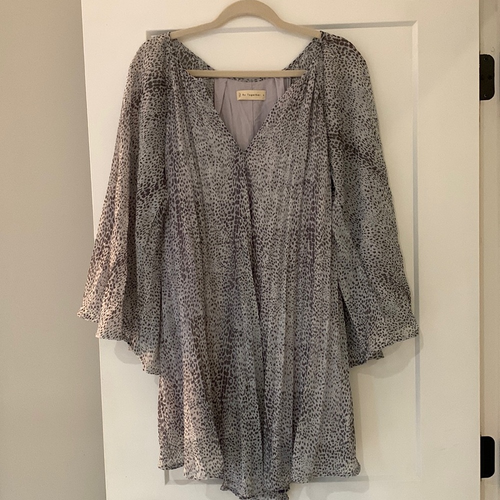 By Together Blue Animal Print Tunic Dress Sz S